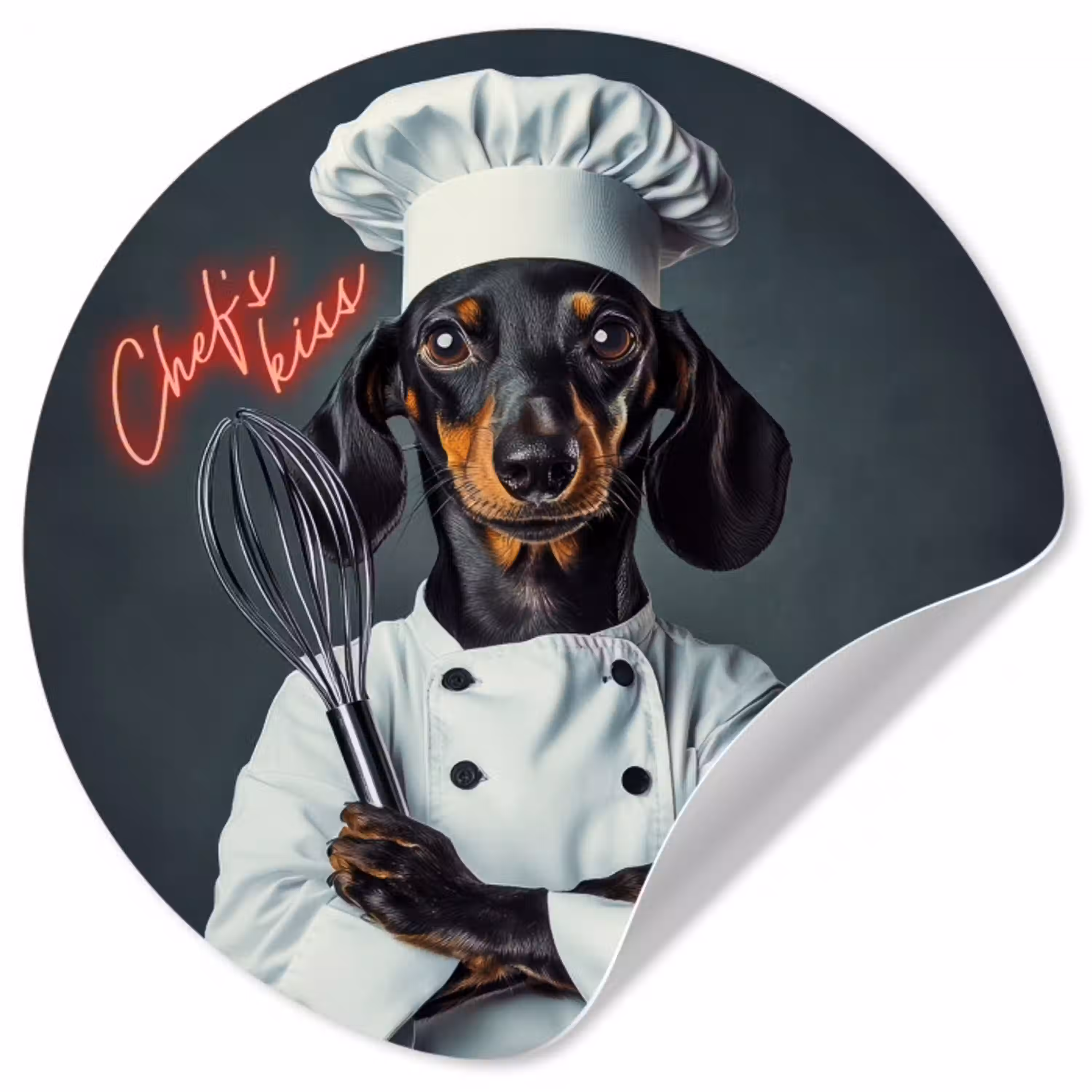 Quote - Neon - Hond - Kokskleding Wandcirkel behangsticker klein -3d
