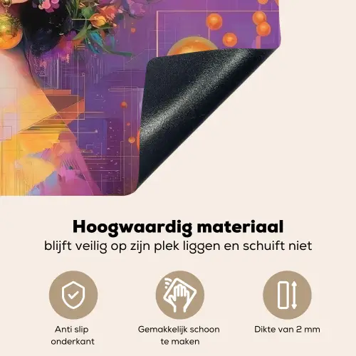 Abstract - Vrouw - Bloemenkroon - Goud Inductie beschemer met haakjes klein -ky-onderkant-nl
