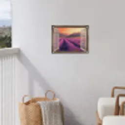 Doorkijk - Lavendel - Landschap - Bloemen - Paars tuinposter los doek klein -sfeer8