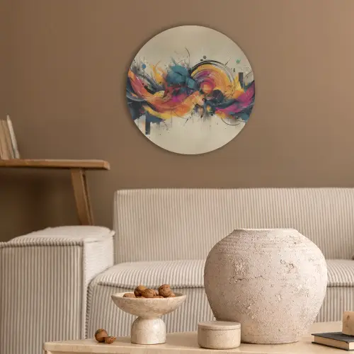 Explosie - Kleurrijk - Vormen - Abstract Akoestische PET Vilt - Rond klein -sfeer1
