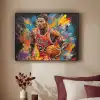 Basketbal - Verf - Kleuren - Rood Textielframe zwart klein -sfeer1