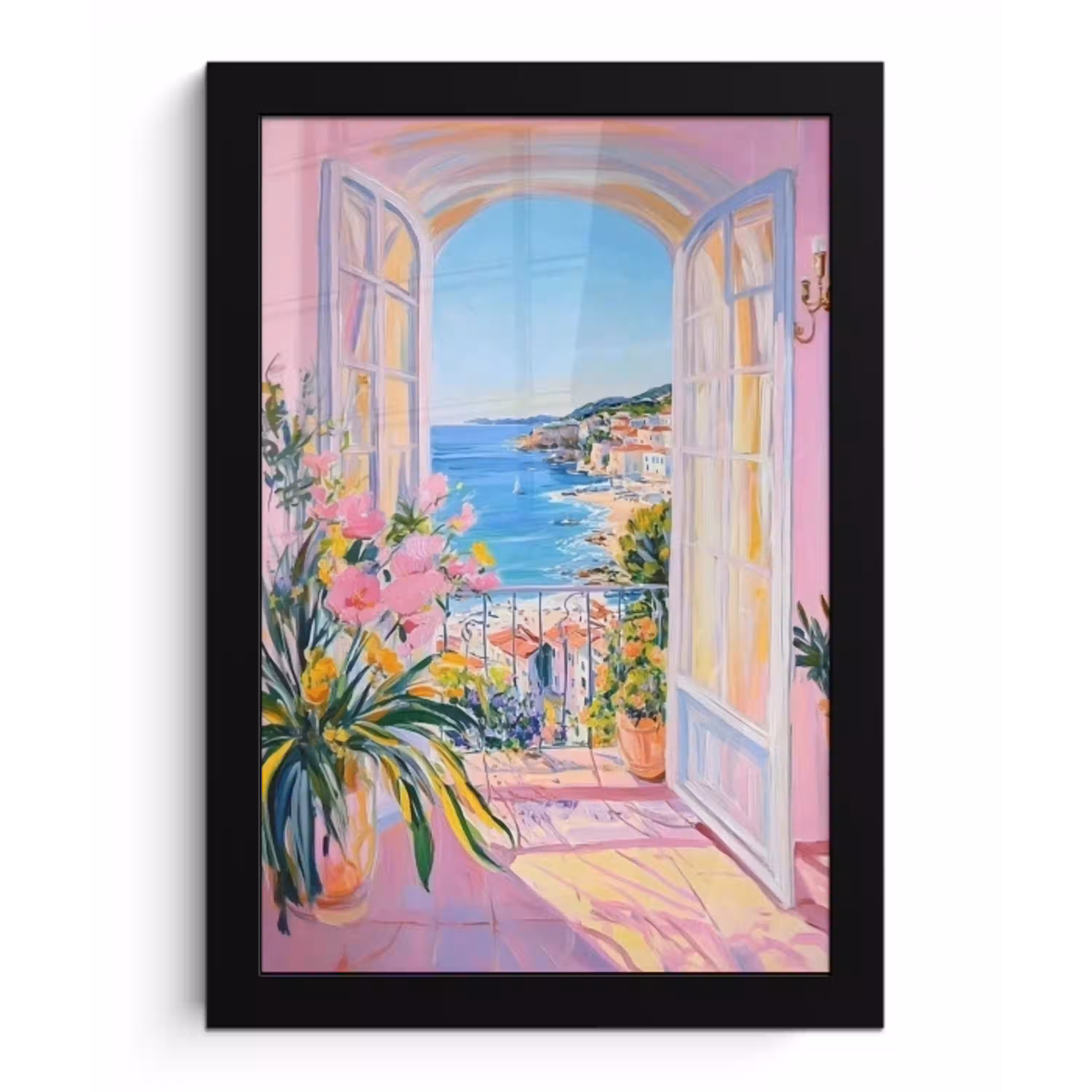 Roze - Buiten - Verf fotolijst zwart zonder passe partout klein -3d