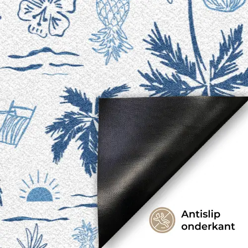Zee - Strand - Blauw - Wit Deurmat klein 898 -antislip_NL