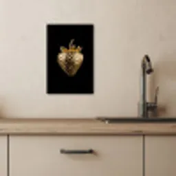 Aardbei - Goud - Zwart - Chrome KitchenYeah - Keuken - Canvas klein -sfeer2