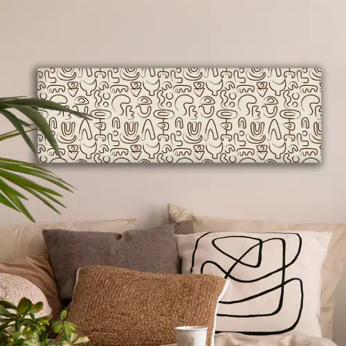 Abstract - Beige - Patroon - Donkerbruin canvas 2cm klein 828 -sfeer1