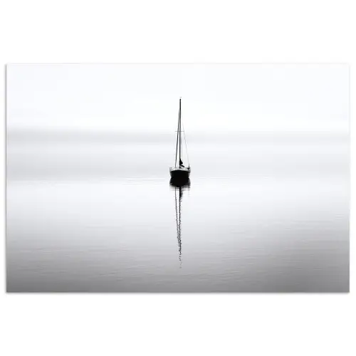 Zeilboot - Zwart - Water - Silhouet poster papier klein -3d