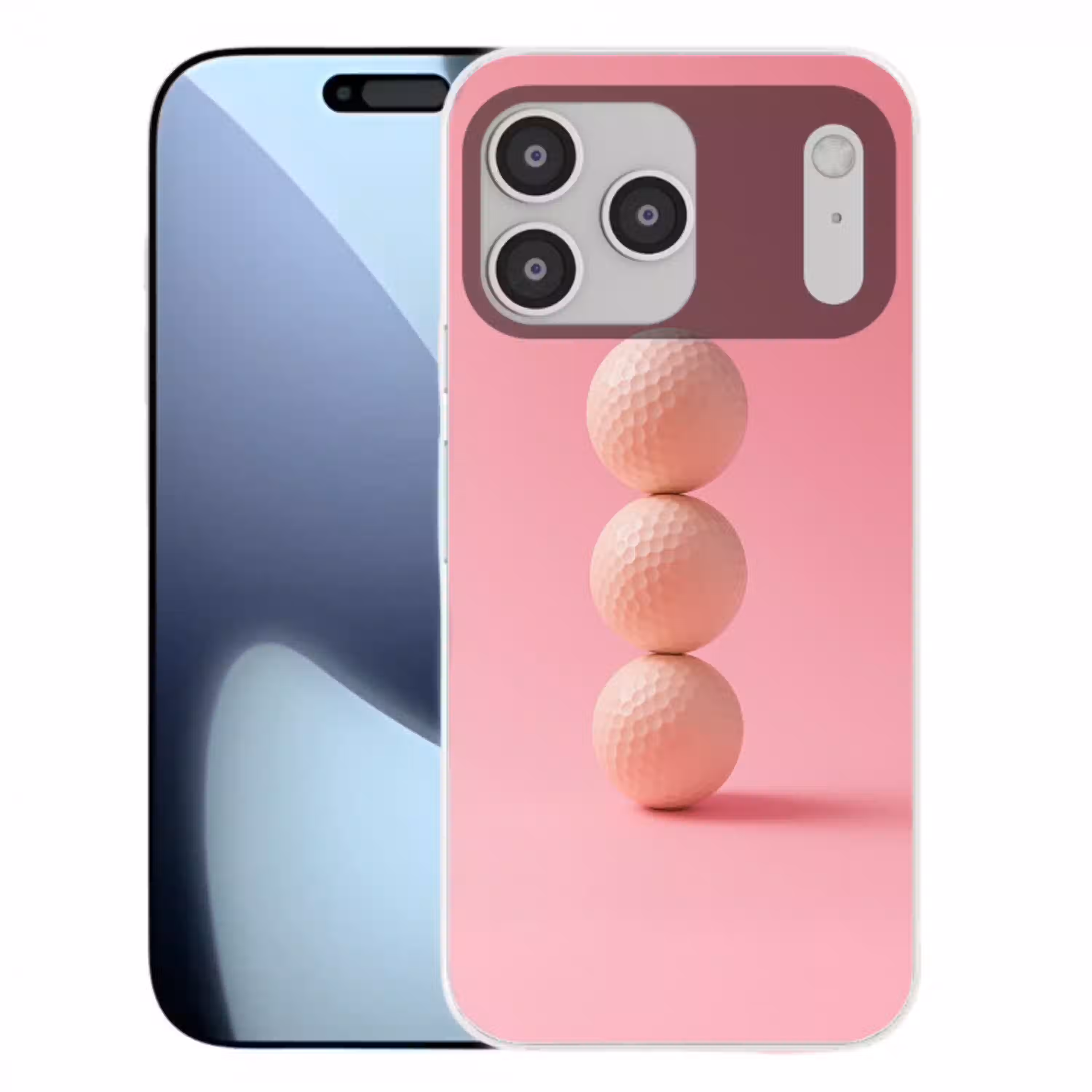 Golfballen - Roze - Drie Telefoonhoesje iPhone 17 Pro Max klein -3d