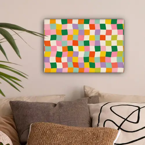 Vierkanten - Kleurrijk - Golvend canvas 2cm klein -sfeer1