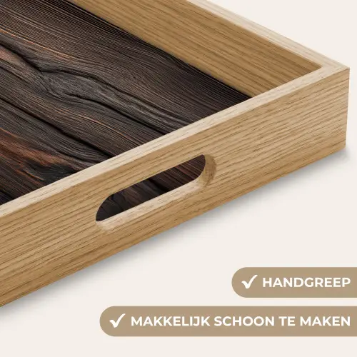 Hout - Grillige nerven Dienblad Rechthoek middel -USP_HandgreepNL