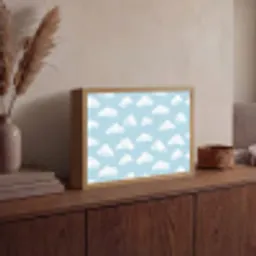 Wolken - Illustratie - Blauw Light Box met batterij (Wandlamp) middel 907 -sfeer2