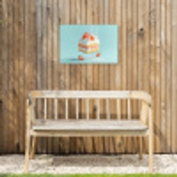Slagroom - Taart - Blauw - Eten Tuinposter op houten frame 2 cm dik klein -sfeer4