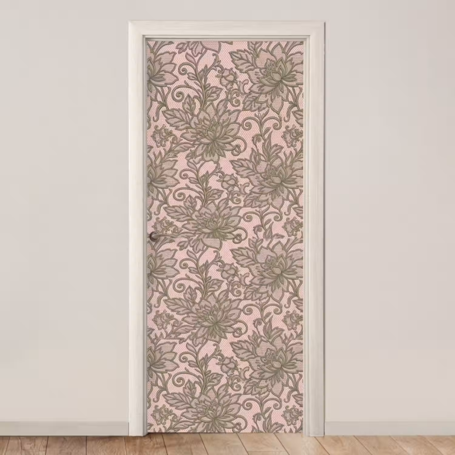 Deursticker - Bloemen - Kant - Patroon - Klassiek - Groen