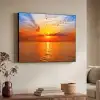 Zonsondergang - Zee - Lucht - Oranje - Horizon - Water Textielframe zwart klein -sfeer3