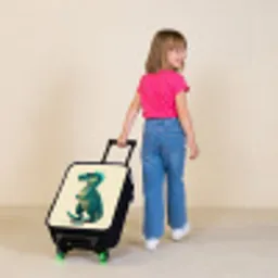 Spiky dino met vriendelijke blik Kinderkoffer - Zwart klein -sfeer1