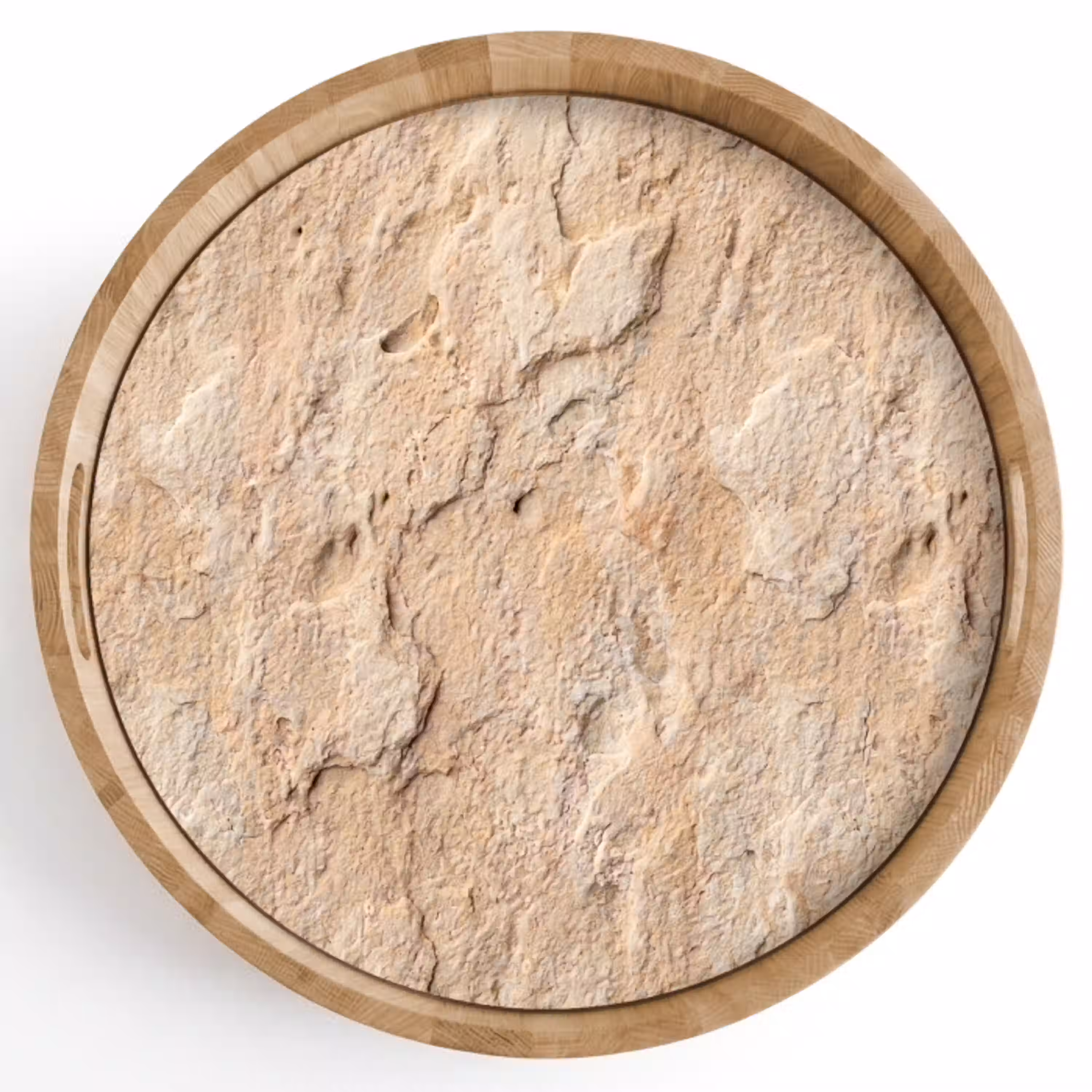 Textuur - Steen - Natuur - Beige Dienblad Rond middel -z3d_shopping