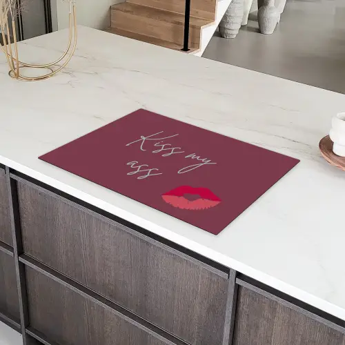 Kiss my ass - Lip - Bordeaux Inductie beschermer vinyl 3mm klein -sfeer8