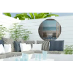 Doorkijk - Strandstoelen - Duinen - Zee - Natuur Wandcirkel tuinposter met ringen klein -buiten2