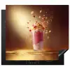 Framboos - Smoothie - Drinken - Roze Inductie beschermer vinyl 3mm middel -3d
