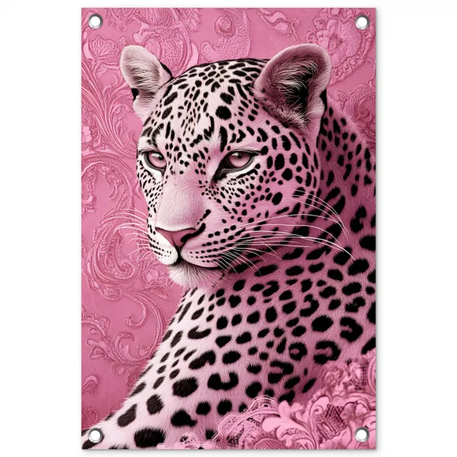 Panter - Luxe - Roze tuinposter los doek klein -3d