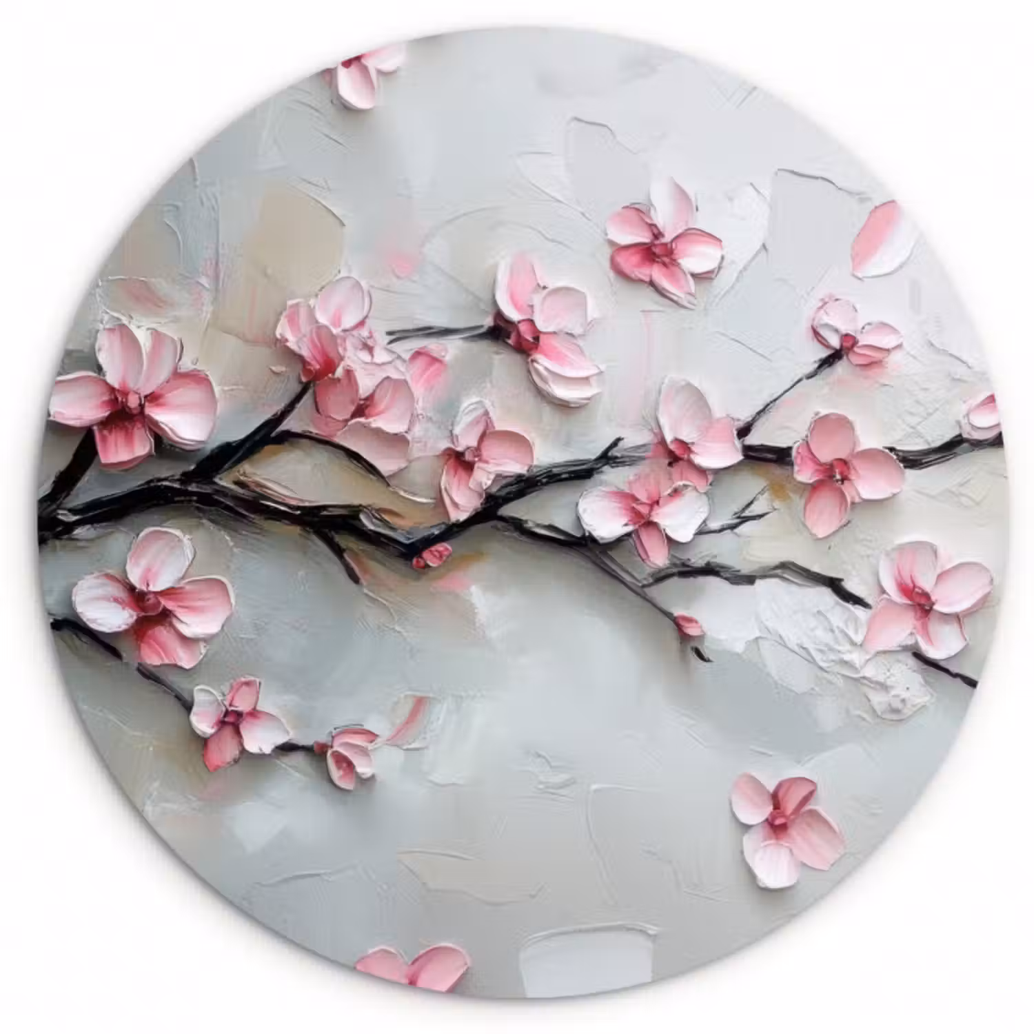 Glasbild Rund - Blüte - Künstlerisch - Rosa - Sakura