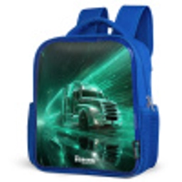 Vrachtwagen - Neon - Groen - Stad Kinderrugzak - Blauw middel -schuin