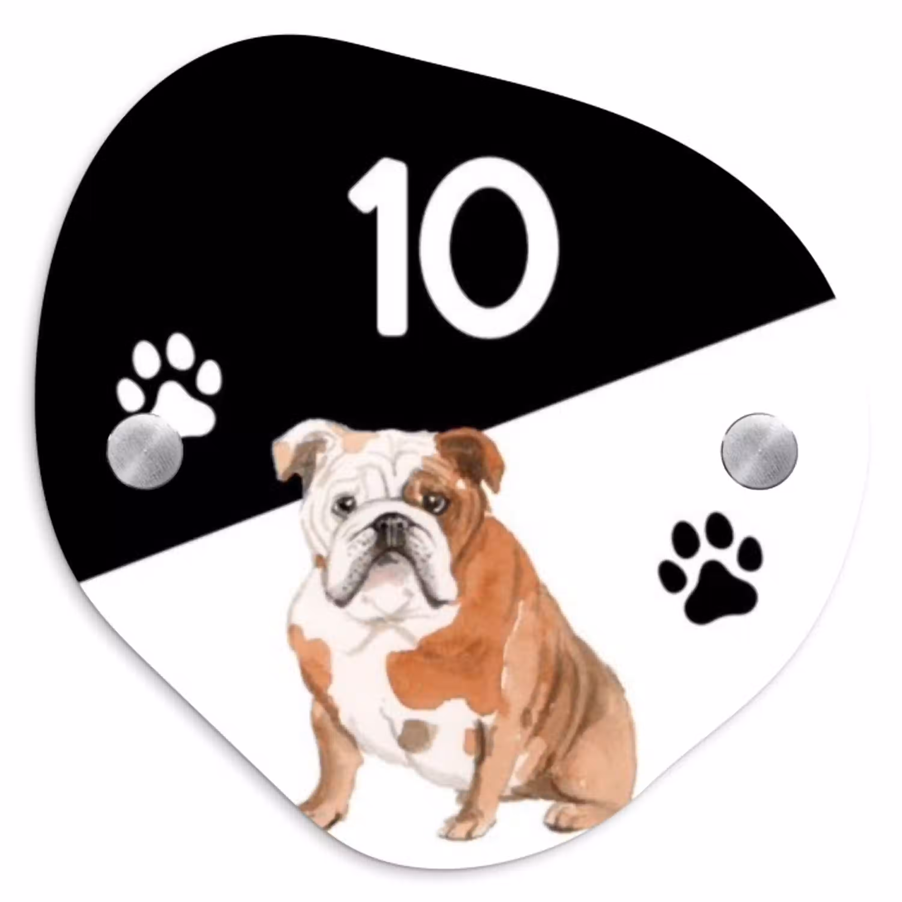 Zwart wit - Huisdier - Engelse bulldog Naambord Organisch klein -3d