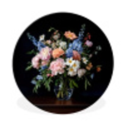 Pastel - Bloemen - Glazen - Vaas Wandcirkel aluminium klein -3d