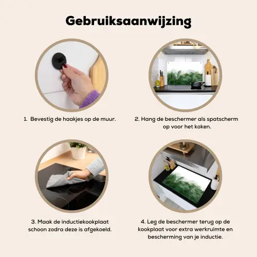 Marmer - Groen - Luxe - Goud - Marmerlook Inductie beschemer met haakjes klein -ky-gebruik-nl
