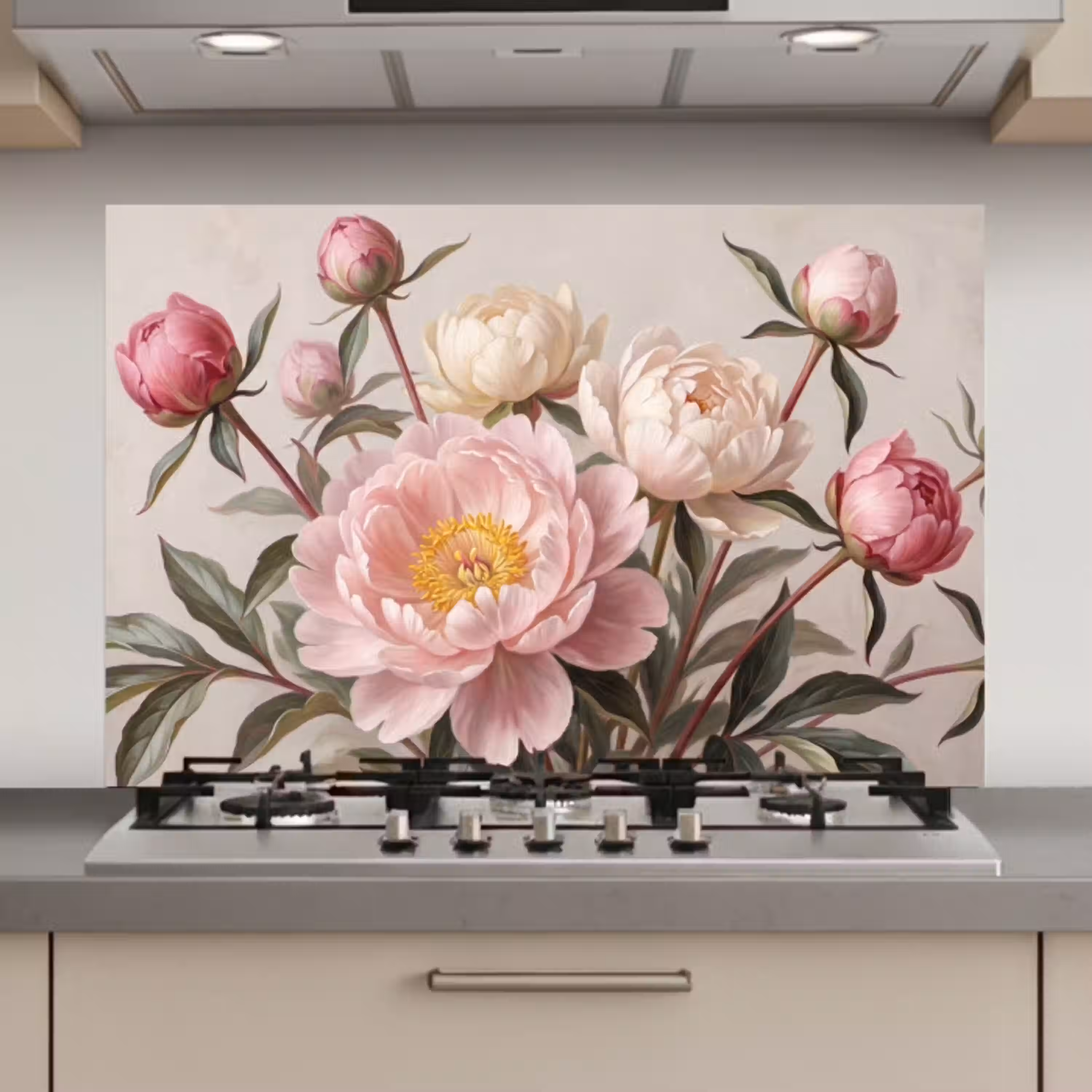 Pioenrozen - Boeket - Roze keuken achterwand spatscherm klein -3d_website