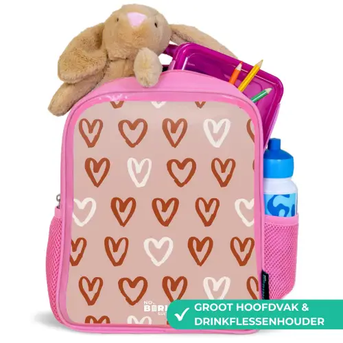 Hartjes patroon in roze en wit Kinderrugzak - Roze middel -inhoud_NL