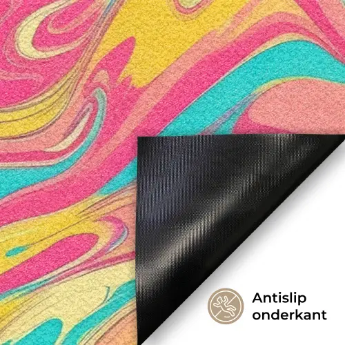 Geel - Roze - Blauw - Retro Deurmat klein -antislip_NL