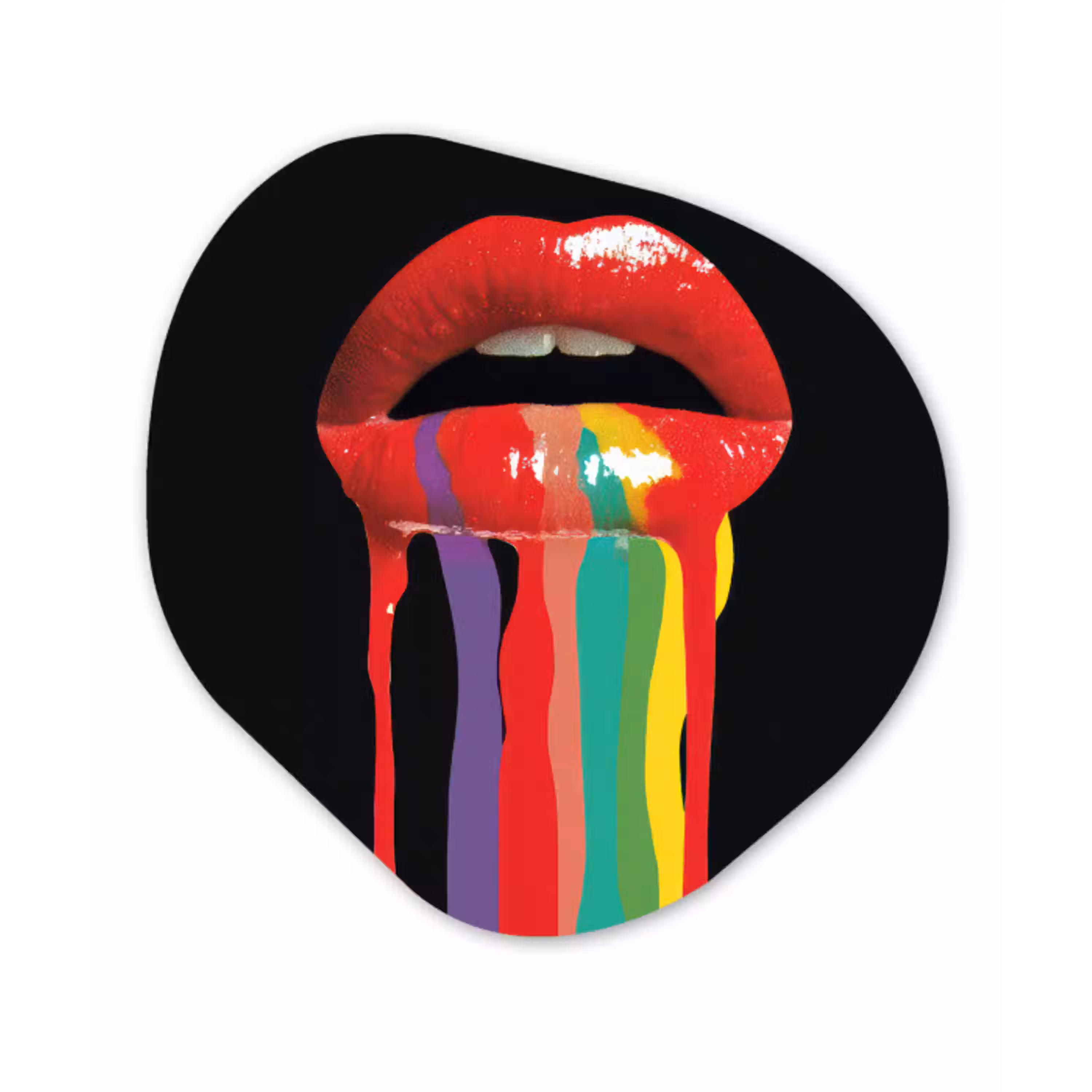 Lippen - Kleuren - Zwart Wandcirkel Organisch Forex 3mm klein -3d