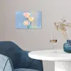 Tulpen - Roze accenten - Blauw poster papier klein -sfeer3