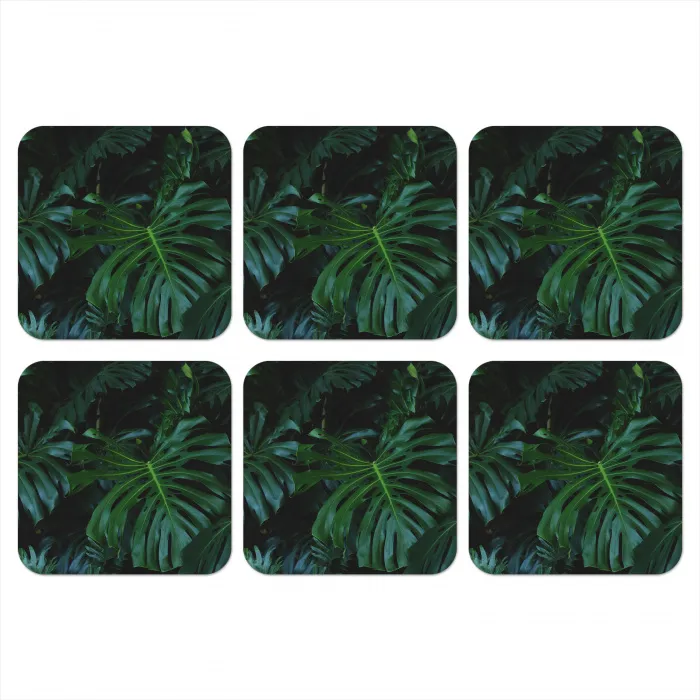 Monstera -  Inductie beschermer - Bladeren - Tropical - Afdekplaat voor kookplaat onderzetter kurk middel -3d