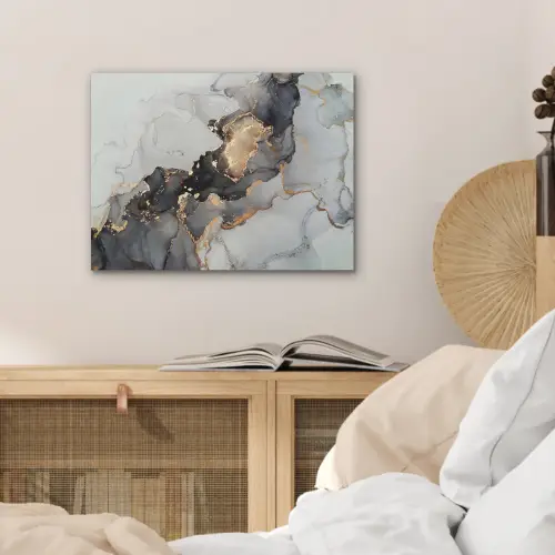 Zwart - Marmer - Luxe - Goud PET vilt klein -sfeer3