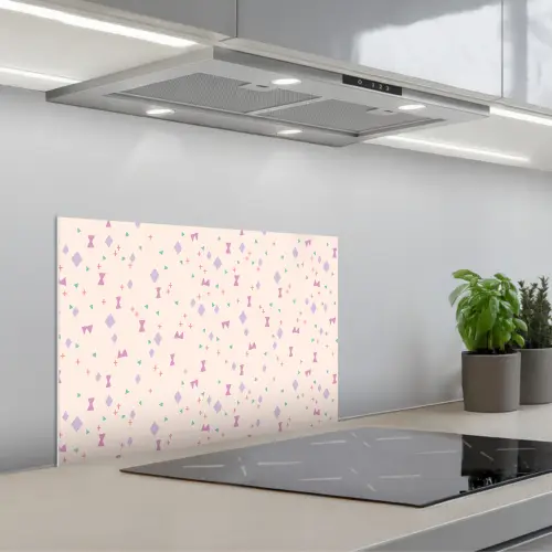 Vormen - Zalmroze - Patroon keuken achterwand spatscherm klein 900 -3d_schuin