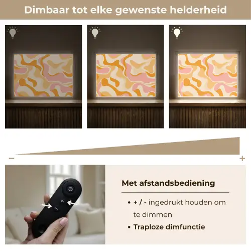 Abstract - Golvend - Oranje Light Box met batterij (Wandlamp) middel -USP_dimbaarNL