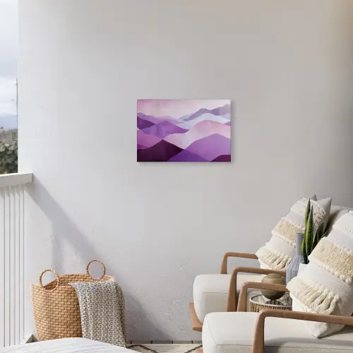 Abstract - Heuvels - Landschap - Paars Tuinposter op houten frame 2 cm dik klein -sfeer1