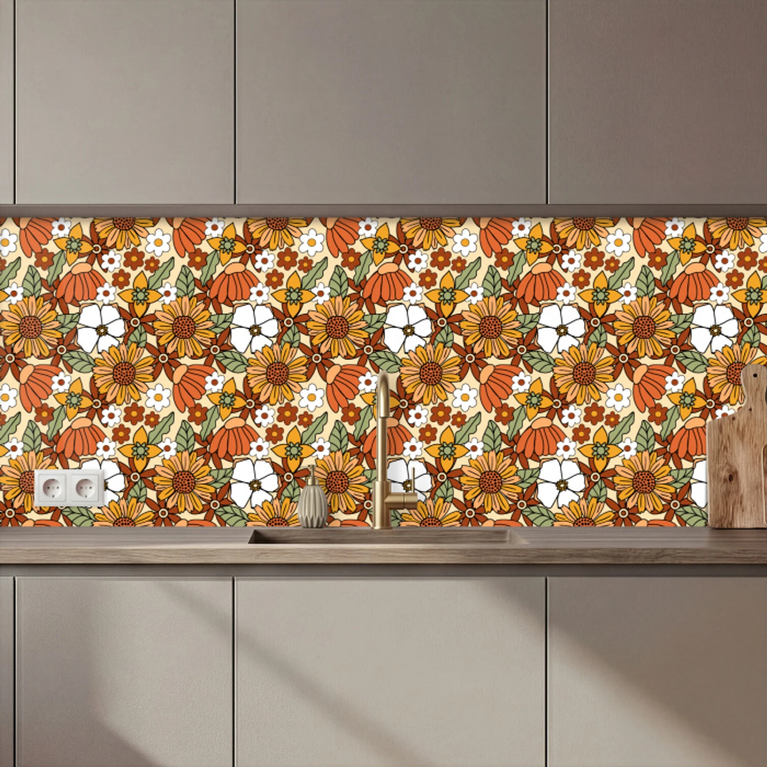 Bloemen - Vintage - Patronen keuken achterwand 2 middel 871 zz_3dshopping