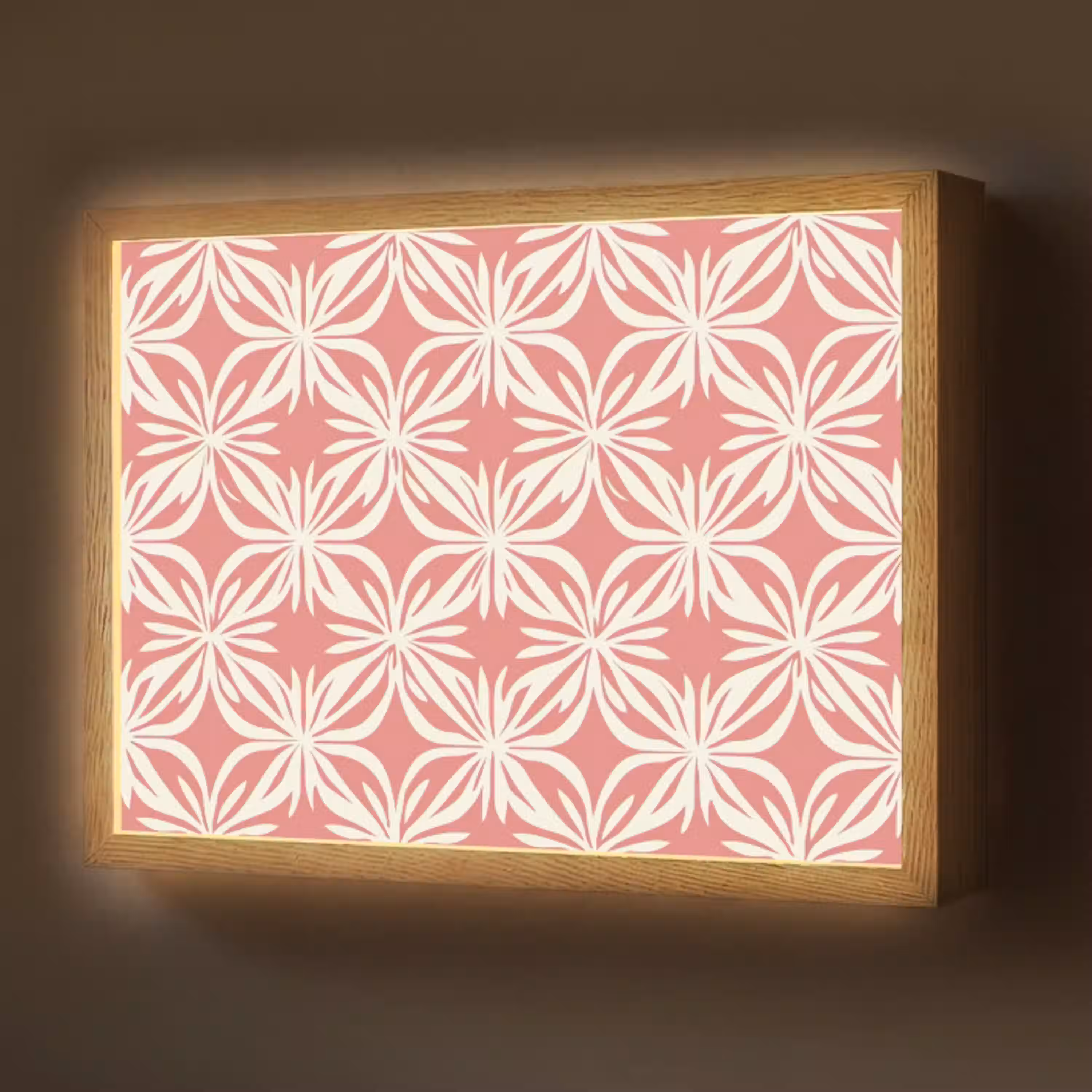 Roze - Bloemenmotief - Wit - Modern Light Box met batterij (Wandlamp) middel 907 -z3d_website