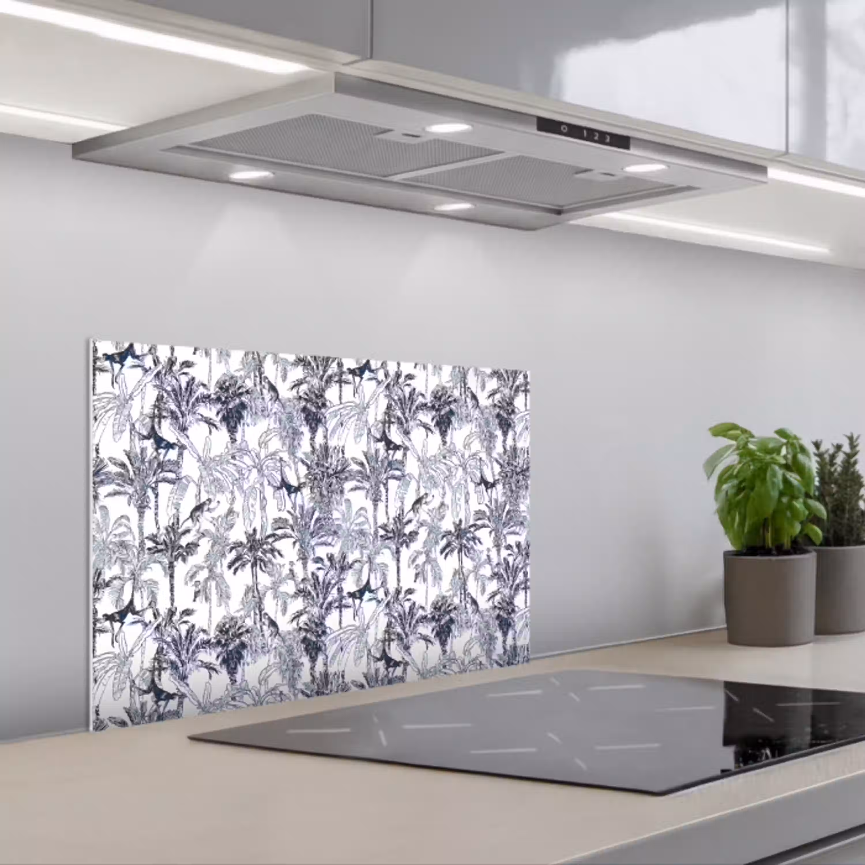 Aap - Jungle - Blauw keuken achterwand spatscherm klein 900 -3d_schuin