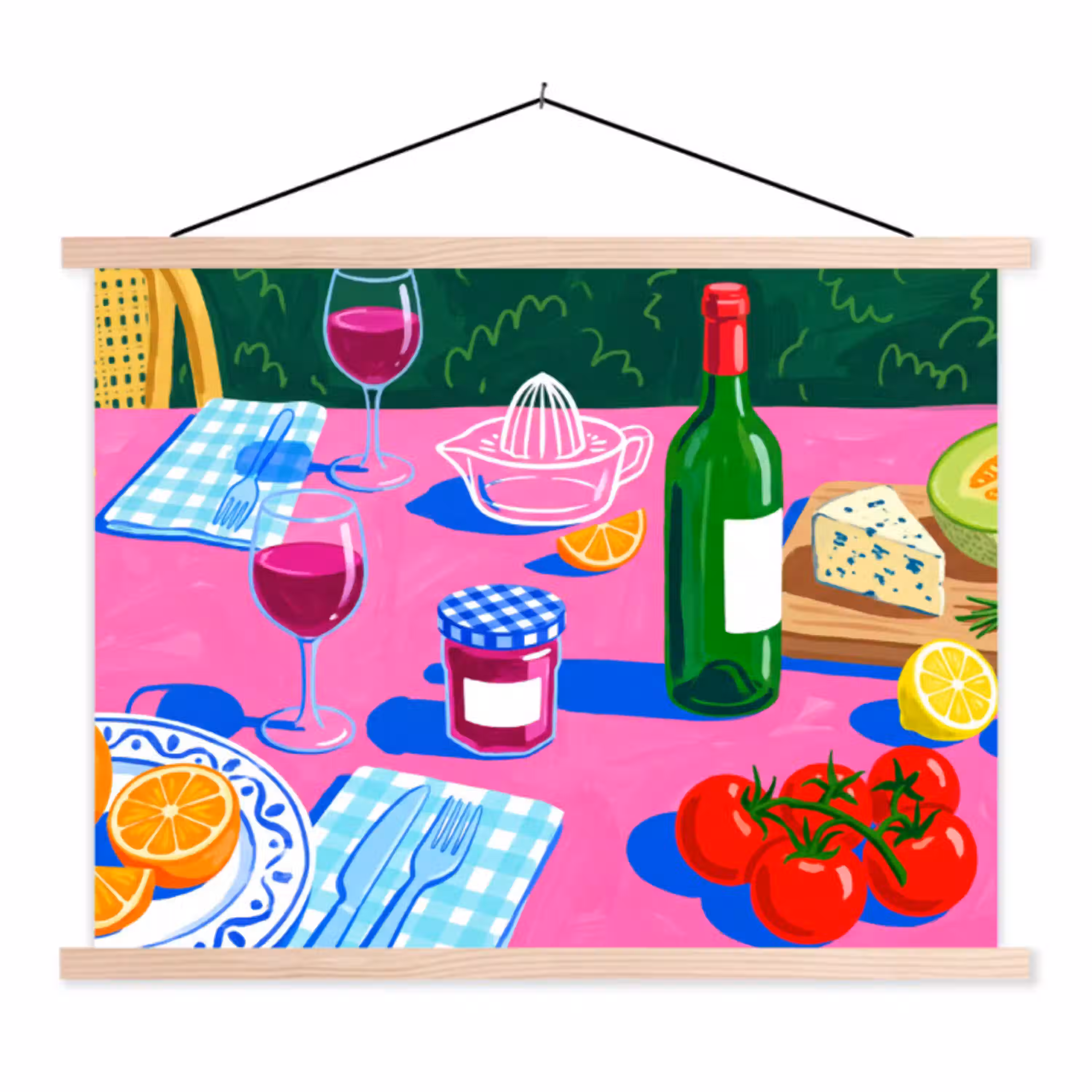Eten - Tafel - Illustratie textielposter latten blank klein -3d