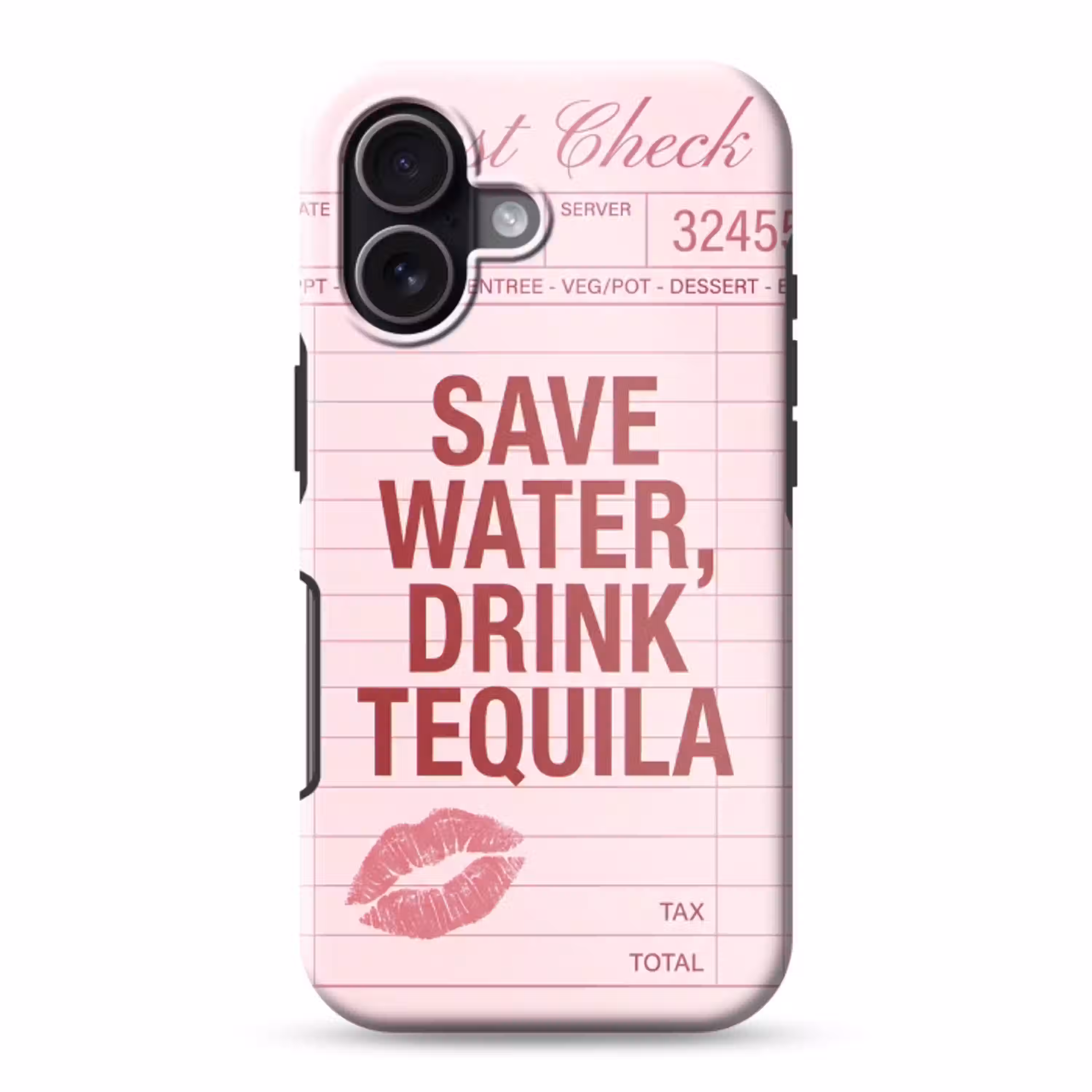 Humor - Drank - Tekst - Roze Toughcase MagSafe Apple iPhone 17 klein -3d