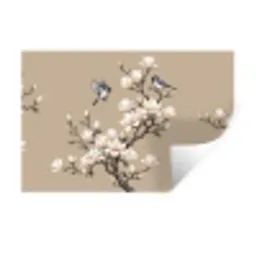Oosters - Vogels - Beige Muursticker klein -3d