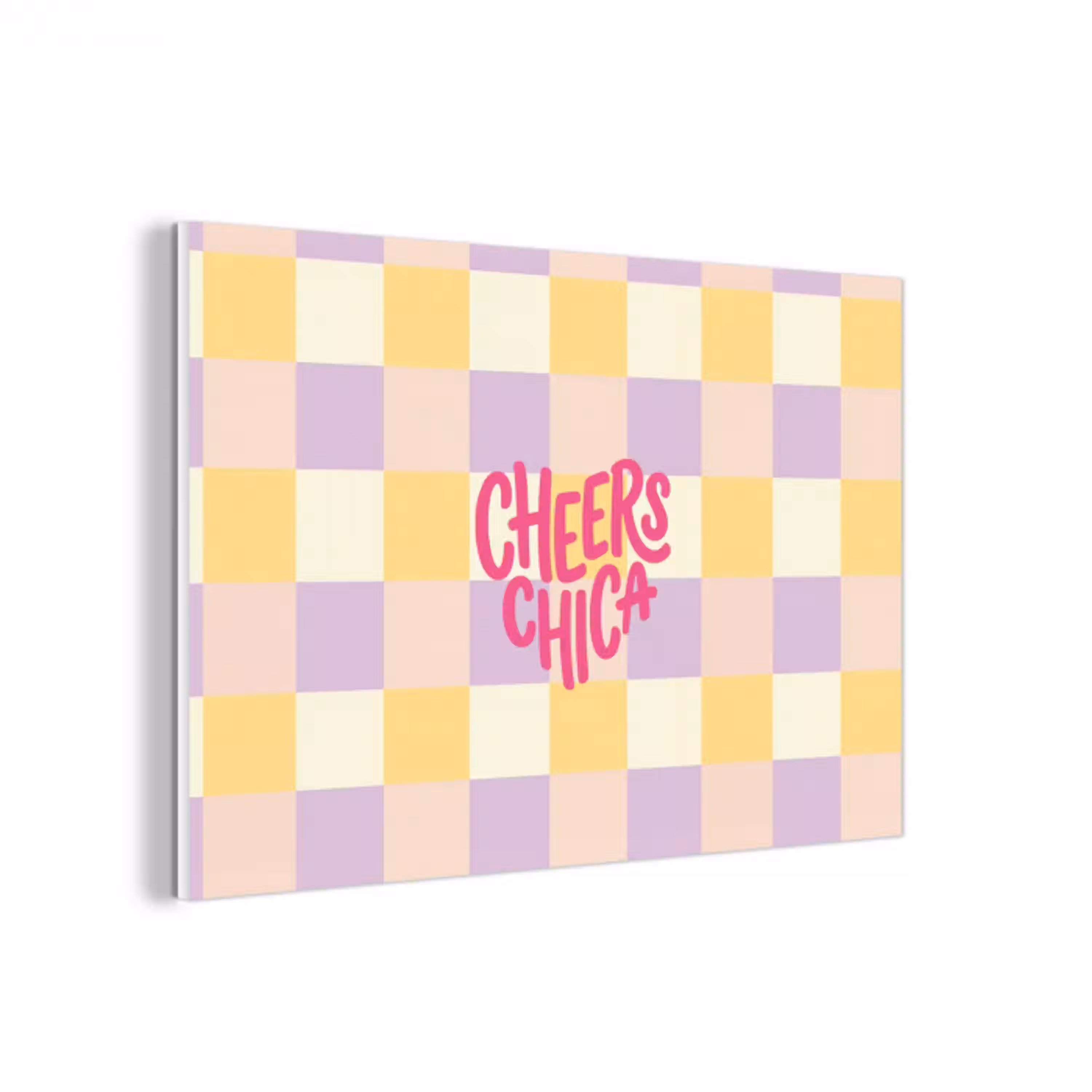 Cheers Chica - Ruitjes - Lila - Geel forex 5mm xxl -3d