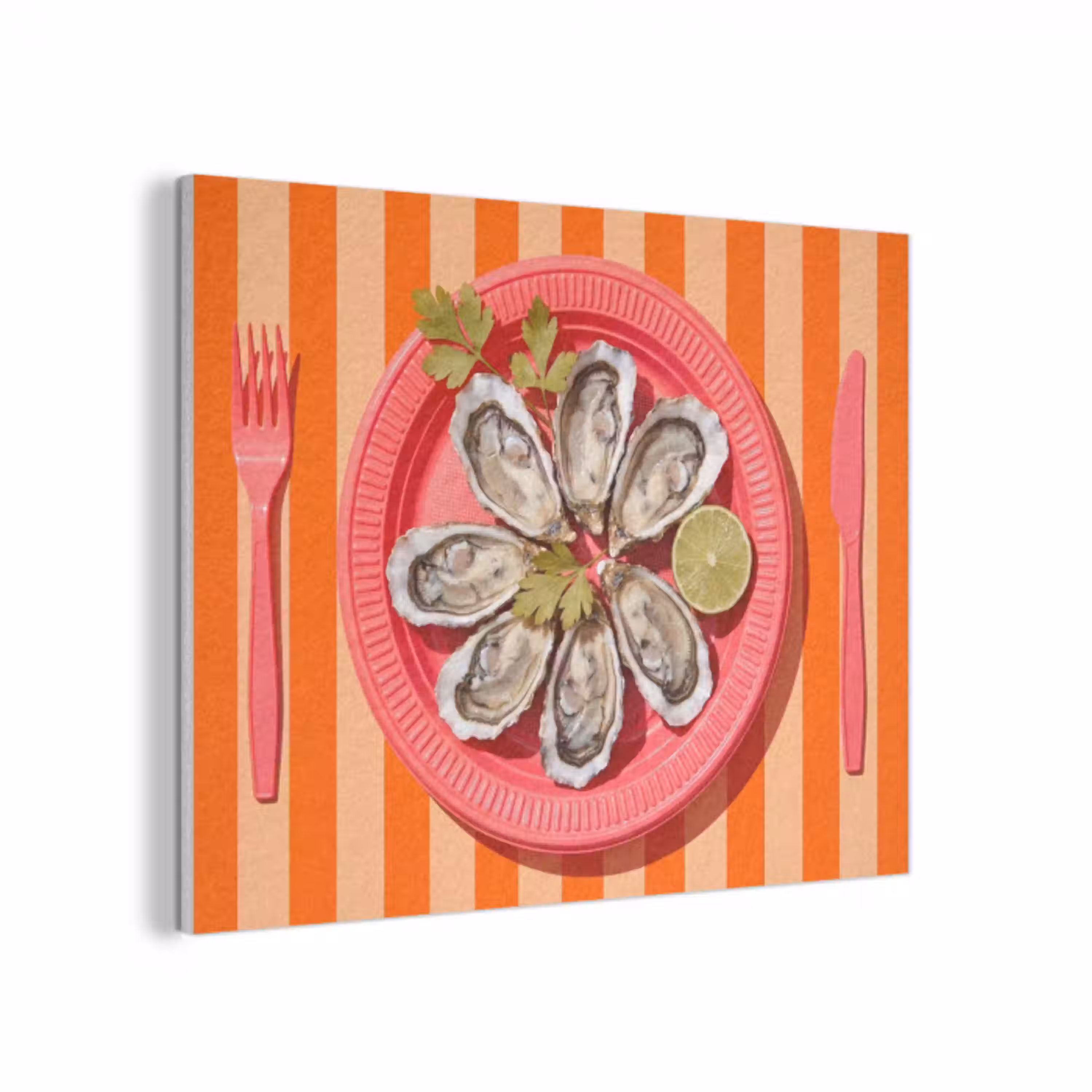 Eten - Oester - Zeevruchten - Oranje - Modern PET vilt klein -3d