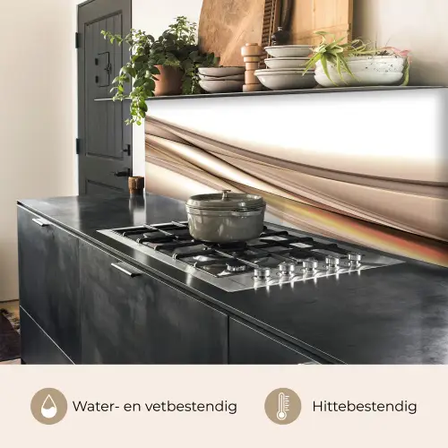 Golven - Abstract - Taupe keuken achterwand 2 middel -usp_NL