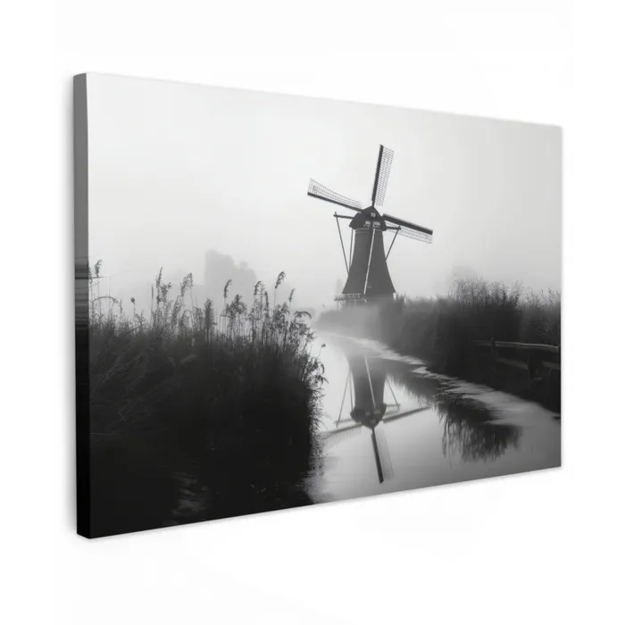 Molen - Weerspiegeling - Landschap - Water canvas 2cm klein -z3d
