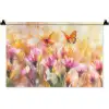 Vlinders - Oranje - Bloemen Wandkleed katoen klein -zz3d