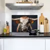 Stier - Kleurrijk - Hoorns Inductie beschemer met haakjes klein -sfeer2
